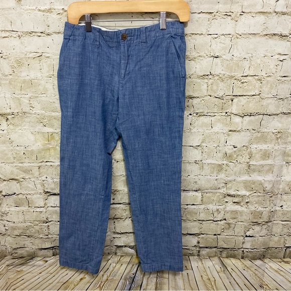 Gap Blue Chambray Girlfriend Fit Cropped Pants - Picture 1 of 5